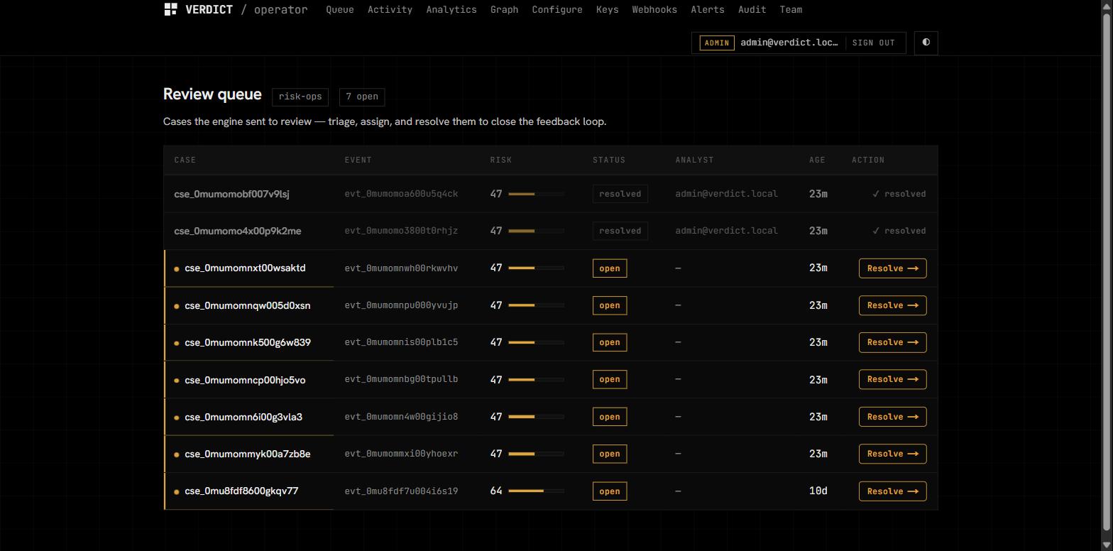 Verdict operator dashboard — review queue